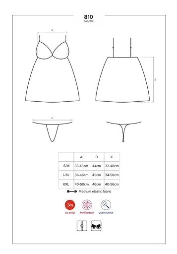 Сатиновый пеньюар с кружевом Obsessive 810-BAB-2 babydoll & thong белый пеньюар танга L/XL - фото 7