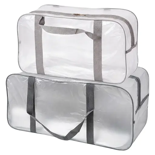 Набор матовых сумок в роддом: размер М 40х25х20 см + размер L 50х25х30 см (серые) - фото 1