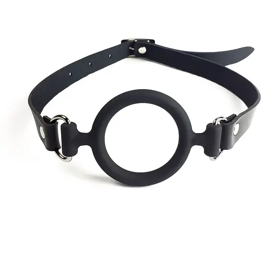 Кляп Art of Sex силіконове кільце натуральна шкіра, Gag Ring внутрішній діаметр кільця 40 мм, Чорний