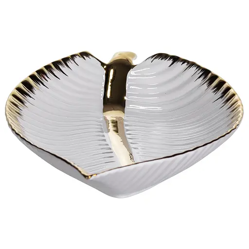 Фарфоровое блюдо для сервировки стола в форме листьев 35×18.5×5 (см) блюдо для подачи закусок Золото Yiwu WH045 - фото 4