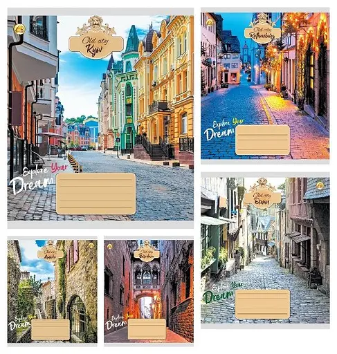 Зошити учнівські 36 аркушів клітинка Тверда ТЕ41405 Місто, 20 шт. в упаковці