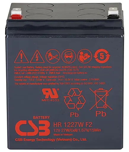 Акумуляторна батарея для ДБЖ CSB AGM 12 V / 6.5 А*ч (HR1227WF2/05178) - фото 1