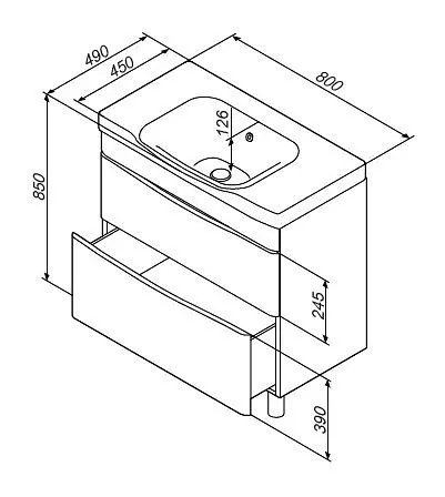 Тумба напольная AM.PM Like 80 см с умывальником (M80-FSX0802-WC0802-38) - фото 9