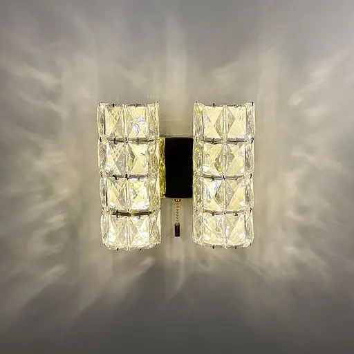 Золоте кришталеве бра на 3 світлових режими Арт. A 003/2 B GD Line F - фото 1