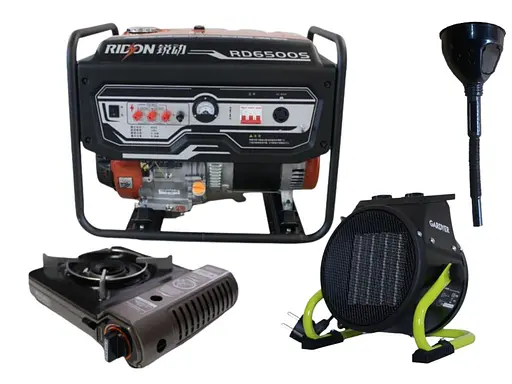 Бензиновий генератор EF Power 5,0/5,5 кВт, однофазний, ручний запуск + газова плитка Orcamp CK-505 + електричний обігрівач Gardyer HE2000 та лійка (KRD6500S(K)) - фото 1