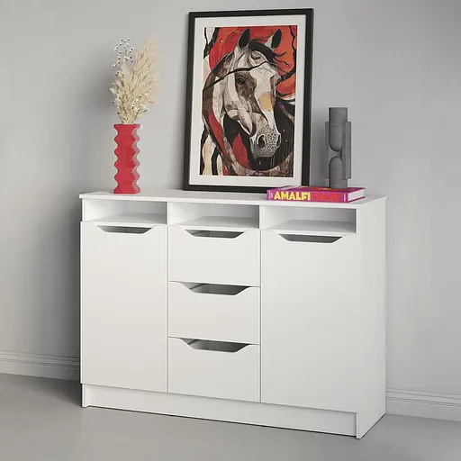 Комод в гостиную MebelStar 1200 Лилу 121x40x89 см Аляска белый (MBS-1299)