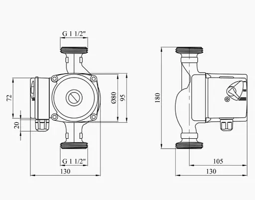 Циркуляционный насос Forwater 25/6-180 с гайками (CV021965) - фото 4