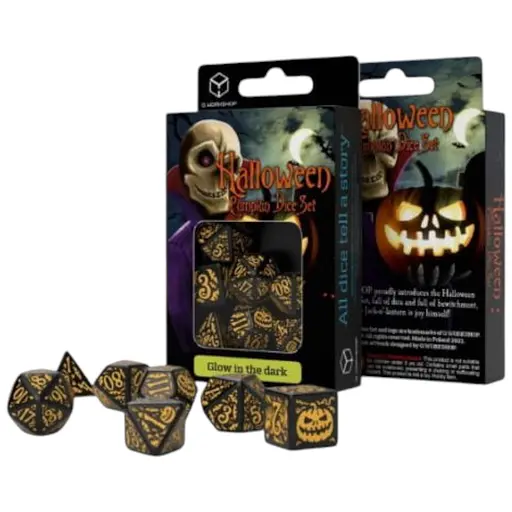 Набір кубиків Halloween Pumpkin Black & Glow in the dark Dice Set , 7 шт. (SHAP4F)