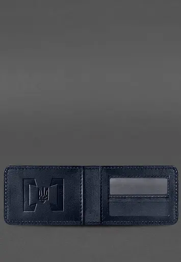 Кожаная обложка для удостоверения БЭБ (Бюро экономической безопасности Украины) Темно-синяя - фото 3