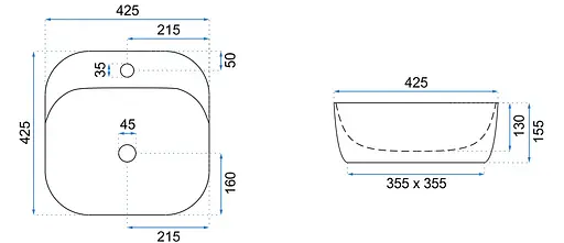 Умивальник Rea Luiza 42 beige mat накладний бежевий матовий REA-U9607 - фото 6
