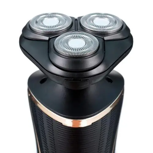 Електробритва Новий Харків НХ-8526 Фаворит S Black, 6W, роторна, сухе гоління, 3 плаваючі головки для гоління, плаваючі подвійні леза, повторение контуров лица, живлення мережа, тример для скронь, електронна кнопка вмикання