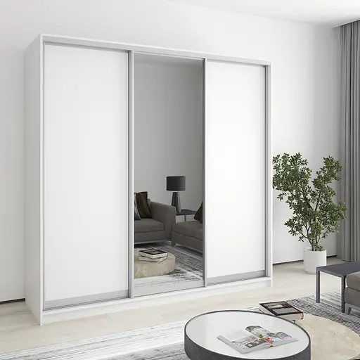 Шафа-купе тридверна MebelStar Стандарт AL 2ДСП/Дзеркало 210x45x210 см Аляска білий (MBS-2893)