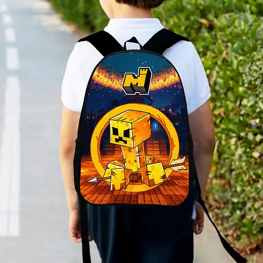 Рюкзак детский майнкрафт Крипер "Minecraft" 34х27см, городской ранец для мальчика с принтом (00505)