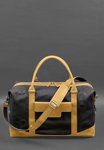 Дорожная сумка из конваса и натуральной желтой кожи Crazy Horse - фото 2