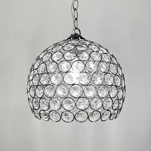 Хромований підвісний світильник із декоративним кришталем Ø 25 см | Line F | Арт. 402/1L CH - фото 3