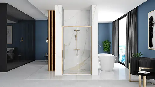 Душові двері Rea Solar gold 100 REA-K6547, прозорий, золотий - фото 2