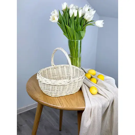 Комплект Великодній кошик Буковина (маленька) з рушником 40х30 см Паска (рожевий) і свічкою - фото 5