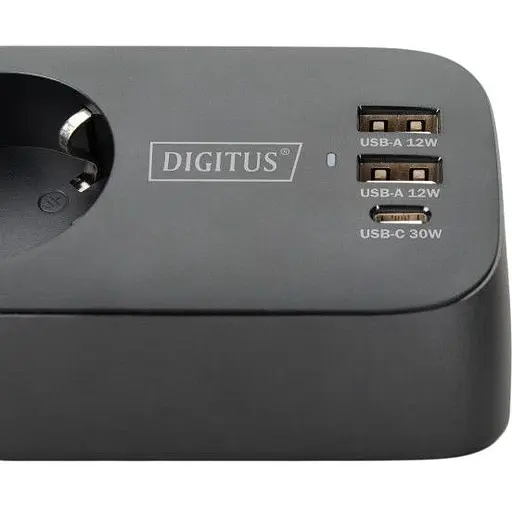 Блок розеток Digitus Office, 3xSchuko, 2xUSB-A, 1xUSB-C, 16A, 1.5 м, вилка Schuko, чорний - фото 2