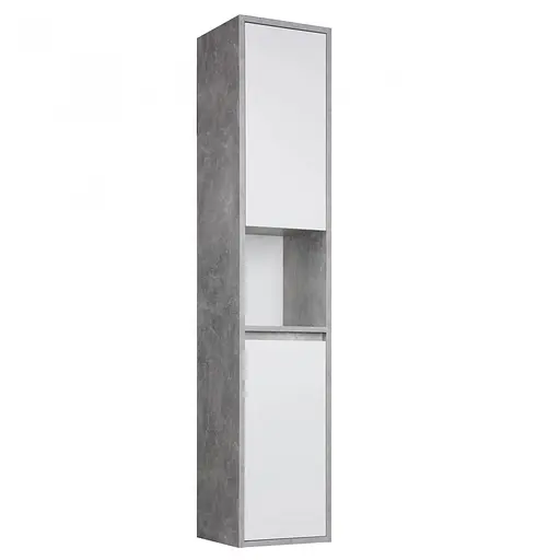 Пенал Мойдодир Oslo П-33-А Loft бетон з білим матом підвісний, Сірий - фото 1