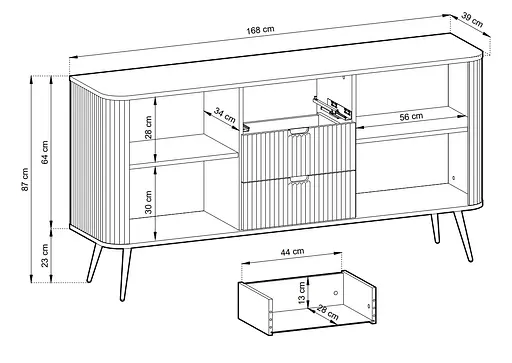 Комод Perfect Home Зова/Zova 2-дверный с 3 ящиками и золотыми ножками KSZ168 Кашемир (PFH-091282) - фото 3