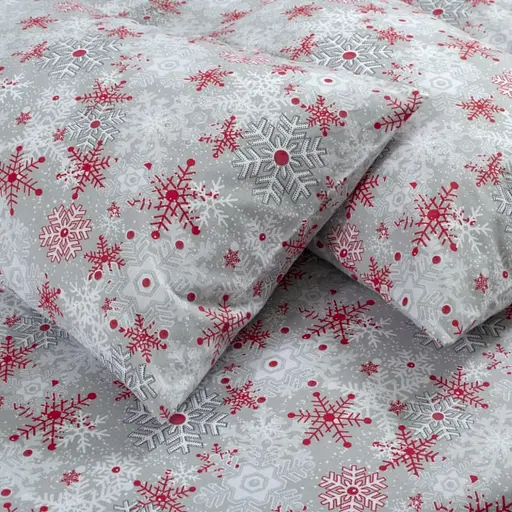 Постельное белье Lotus Home Фланель - Snowflake серый красный евро (svt-2000022349031) - фото 4