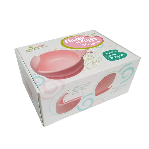 Уцінка. Набір силіконового посуду KinderenOK Happy Meal, рожевий (250220) - фото 4