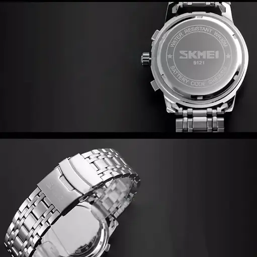 Наручные классические часы Skmei 9121 серебристые - фото 6