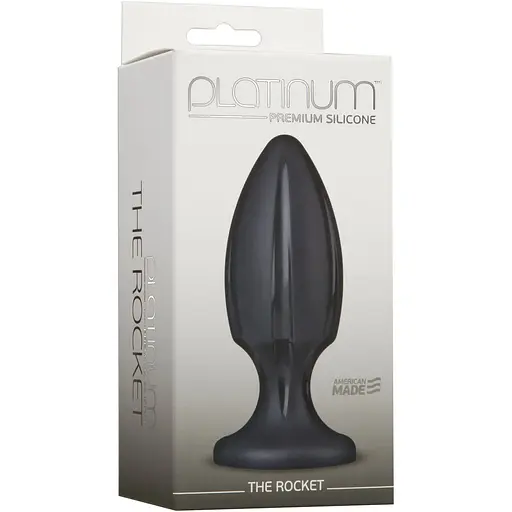 Анальний плаг із каналами для змащення Doc Johnson Platinum Premium silicone - The Rocket - Black - фото 2