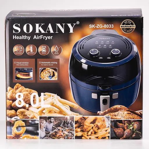 Аэрофритюрница аэрогриль безмасляная Sokany SK-ZG-8033 8л электрическая 1800 Вт - фото 4