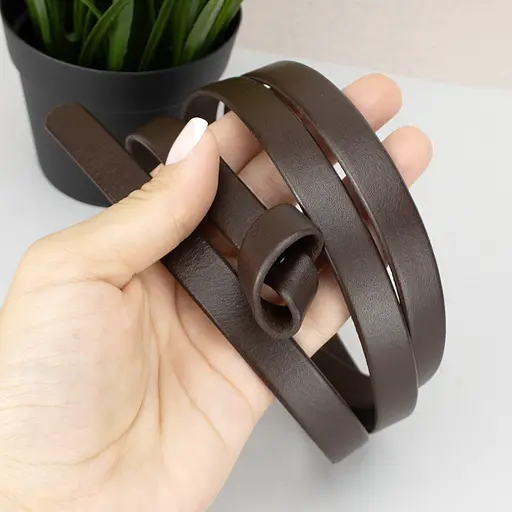 Ремінь-вузол шкіряний темно-коричневий жіночий HC-1502 (115-120 см) - фото 4