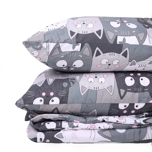 Летний постельный комплект MirSon №2911 Сolor Fun Line Hendri Eco-Soft 2х143х210 см серый (2200010956573) - фото 2