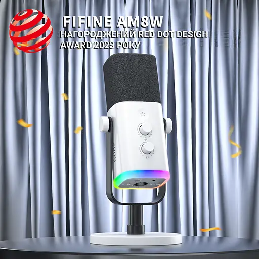 Мікрофон Fifine AM8W USB/XLR White (AM8W) - фото 5