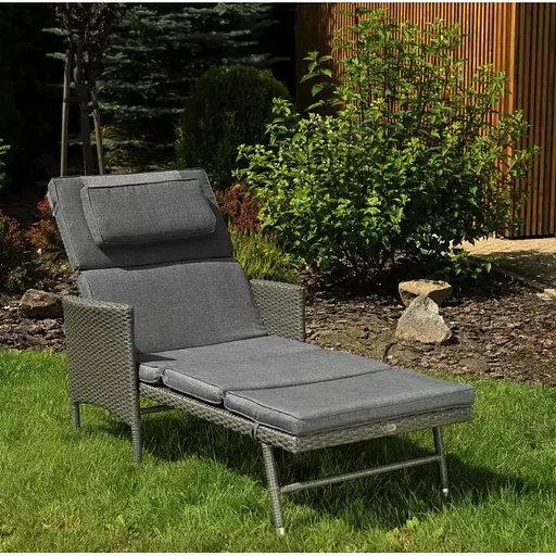 Садовый шезлонг Di Volio Breso из серого ротанга - фото 7