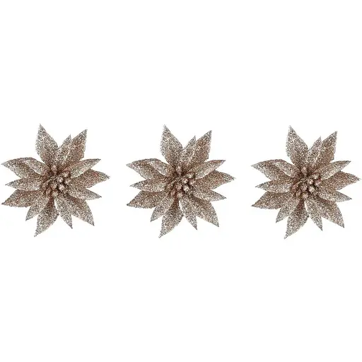 Цветок декоративный Mica Decorations на клипсе 10 см шампань 3 шт. (1181053) - фото 2