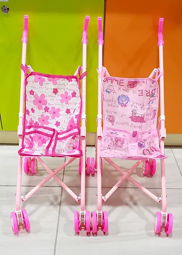 Коляска 9302 W для куклы, жел рама, двойные колеса поворот, высота 53 см Микс - фото 2