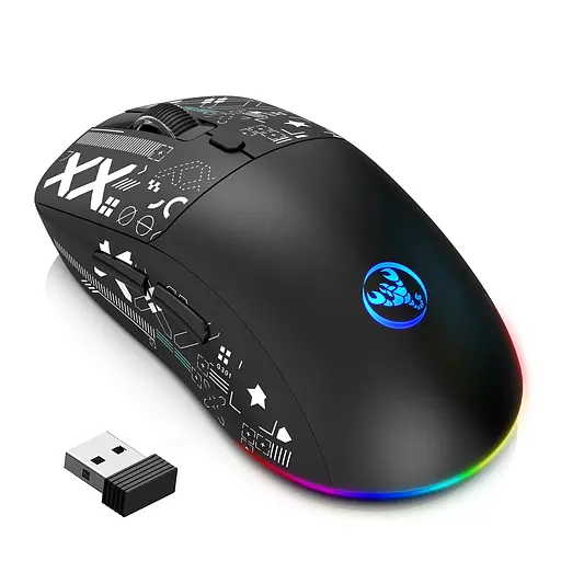 Компьютерная мышь HYSJ Т90 беспроводная бесшумная с аккумулятором 2,4G+Bluetooth Black - фото 10