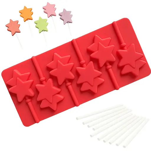 Силиконовая форма для леденцов и конфет на палочке "Звезда", Kitchen Master Красный 87456 - фото 1