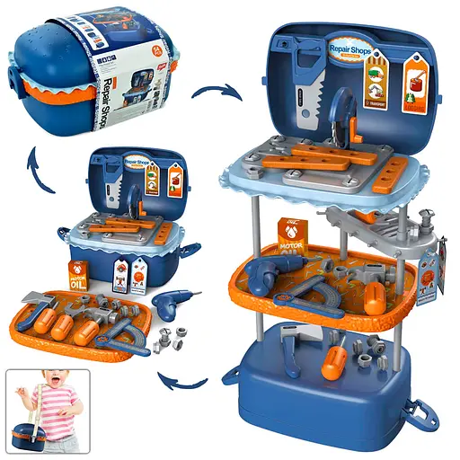 Стіл з інструментами 3в1, 54 предмети, 25x17x14 см, 12 шт.