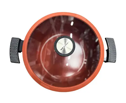 Кастрюля со стеклянной крышкой Neoflam EC-DC-C28I с мраморным покрытием 28 см 7.2 л Черно красный - фото 5