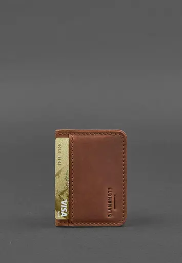 Кожаная обложка для ID-паспорта и водительского заседания 4.1 светло-коричневая Crazy Horse с гербом - фото 5