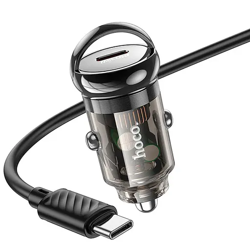 АЗП Hoco Z53 Sight PD30W (1C) + Type-C to Type-C Transparent black - фото 3