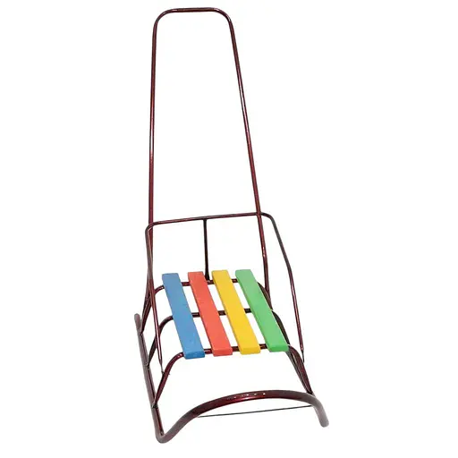 Детские санки "Классик/1" с ручкой, бордовые, круглые полозья - фото 3