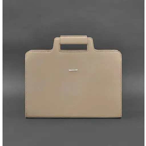 Жіноча шкіряна сумка для ноутбука і документів світло-бежева - фото 1