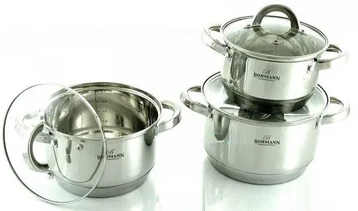 Універсальний набір каструль з кришками Bohmann BH-06-295 із нержавіючої сталі 6 предметів - фото 2