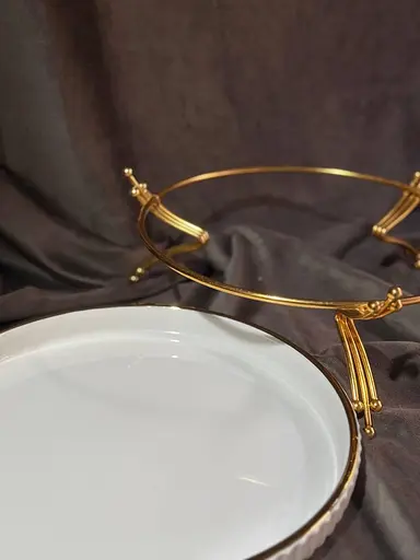 Керамическое блюдо 1573B для сервировки с декоративной подставкой 25 см - фото 6