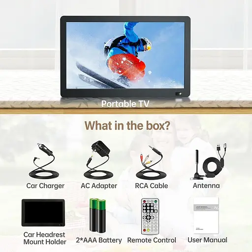 14-дюймовий портативний телевізор Desobry з антеною, невеликий портативний телевізор з тюнером ATSC, міні-ЖК-телевізор - фото 4