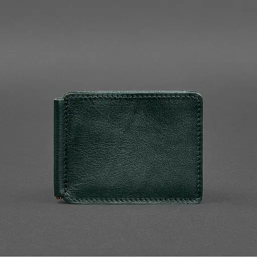 Кожаное портмоне 13.0 зажим зеленый краст - фото 10