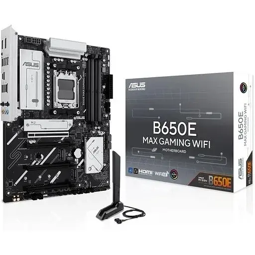 Материнская плата Asus AM5 B650E MAX Gaming WIFI, B650, 4xDDR5, Int.Video (CPU), 4xSATA3, 3xM.2, 1xPCI-E 5.0x16, 1xPCI-E 4.0x16, 2xPCI-E. 2.5Gb, WiFi 6E, Bluetooth 5.3, 8xUSB 3.2/8xUSB 2.0, HDMI/DP, ATX - фото 2