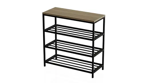 Полиця для взуття Слайм 3 Ferrum-decor 635x630x260 Чорний метал ДСП Дуб Сонома 16 мм (FRD-105158) - фото 8