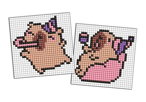 Набір з алмазною мозаїкою на самоклеючій основі для дітей Капібара 2, 2 шт. 9x9 см, AMS1114